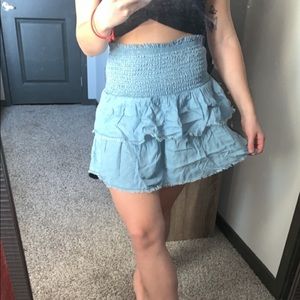 Light blue tiered skirt